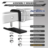 AUTMATCH Hitch Tightener Anti Rattle Stabilizer - Heavy Duty Hitch Clamp for 2.5 Inch Trailer Hitches, Rubber Isolator and Anti-Rust Double Coating Protective,Frosted Black