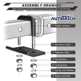 AUTMATCH Hitch Tightener Anti Rattle Stabilizer - Heavy Duty Hitch Clamp for 2.5 Inch Trailer Hitches, Rubber Isolator and Anti-Rust Double Coating Protective,Gunmetal Gray