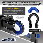 AUTMATCH 3/4" D-Ring Shackle Isolators Washers Kits Rubber Gear Design Rattling Protection Sapphire Shackle Cover 2Pcs