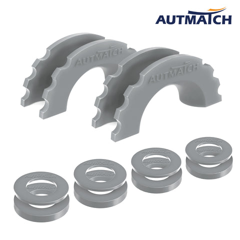AUTMATCH 3/4" D-Ring Shackle Isolators Washers Kits Rubber Gear Design Rattling Protection Gray Shackle Cover 2Pcs