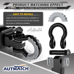 AUTMATCH 3/4" D-Ring Shackle Isolators Washers Kits Rubber Gear Design Rattling Protection Gray Shackle Cover 2Pcs