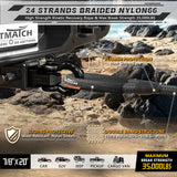 AUTMATCH Kinetic Recovery Tow Rope 7/8" x 20FT - Heavy Duty Offroad Snatch Strap 35000Lbs, 35% Elasticity Energy Recovery Rope for 4x4 Off-Road Vehicle, Truck, Trailer, ATV, UTV, Black