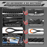 AUTMATCH Kinetic Recovery Tow Rope 7/8" x 20FT - Heavy Duty Offroad Snatch Strap 35000Lbs, 35% Elasticity Energy Recovery Rope for 4x4 Off-Road Vehicle, Truck, Trailer, ATV, UTV, Black