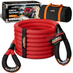 AUTMATCH Kinetic Recovery Tow Rope 7/8" x 20FT - Heavy Duty Offroad Snatch Strap 35000Lbs, 35% Elasticity Energy Recovery Rope for 4x4 Off-Road Vehicle, Truck, Trailer, ATV, UTV,Red