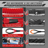 AUTMATCH Kinetic Recovery Tow Rope 1" x 20FT - Heavy Duty Offroad Snatch Strap 48000Lbs, 35% Elasticity Energy Recovery Rope for 4x4 Off-Road Vehicle, Truck, Trailer, ATV, UTV, Red