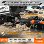 AUTMATCH Kinetic Recovery Tow Rope 7/8" x 20FT - Heavy Duty Offroad Snatch Strap 35000Lbs, 35% Elasticity Energy Recovery Rope for 4x4 Off-Road Vehicle, Truck, Trailer, ATV, UTV, Orange