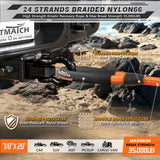 AUTMATCH Kinetic Recovery Tow Rope 7/8" x 20FT - Heavy Duty Offroad Snatch Strap 35000Lbs, 35% Elasticity Energy Recovery Rope for 4x4 Off-Road Vehicle, Truck, Trailer, ATV, UTV, Orange