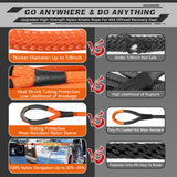 AUTMATCH Kinetic Recovery Tow Rope 7/8" x 20FT - Heavy Duty Offroad Snatch Strap 35000Lbs, 35% Elasticity Energy Recovery Rope for 4x4 Off-Road Vehicle, Truck, Trailer, ATV, UTV, Orange