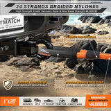 AUTMATCH Kinetic Recovery Tow Rope 1" x 20FT - Heavy Duty Offroad Snatch Strap 48000Lbs, 35% Elasticity Energy Recovery Rope for 4x4 Off-Road Vehicle, Truck, Trailer, ATV, UTV, Orange