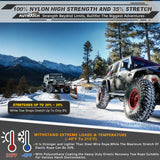 AUTMATCH Kinetic Recovery Tow Rope 7/8" x 20FT - Heavy Duty Offroad Snatch Strap 35000Lbs, 35% Elasticity Energy Recovery Rope for 4x4 Off-Road Vehicle, Truck, Trailer, ATV, UTV, Gray