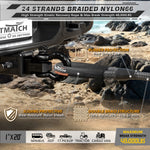 AUTMATCH Kinetic Recovery Tow Rope 1" x 20FT - Heavy Duty Offroad Snatch Strap 48000Lbs, 35% Elasticity Energy Recovery Rope for 4x4 Off-Road Vehicle, Truck, Trailer, ATV, UTV, Gray