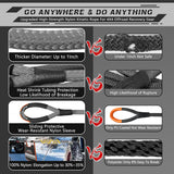 AUTMATCH Kinetic Recovery Tow Rope 1" x 20FT - Heavy Duty Offroad Snatch Strap 48000Lbs, 35% Elasticity Energy Recovery Rope for 4x4 Off-Road Vehicle, Truck, Trailer, ATV, UTV, Gray