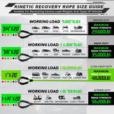 AUTMATCH Kinetic Recovery Tow Rope 1" x 20FT - Heavy Duty Offroad Snatch Strap 48000Lbs, 35% Elasticity Energy Recovery Rope for 4x4 Off-Road Vehicle, Truck, Trailer, ATV, UTV, Green