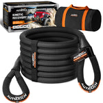 AUTMATCH Kinetic Recovery Tow Rope 7/8" x 30FT - Heavy Duty Energy Recovery Rope 35000Lbs, 35% Elasticity Offroad Snatch Strap for 4x4 Off-Road Vehicle, Truck, Trailer, ATV, UTV, Black
