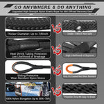 AUTMATCH Kinetic Recovery Tow Rope 7/8" x 30FT - Heavy Duty Energy Recovery Rope 35000Lbs, 35% Elasticity Offroad Snatch Strap for 4x4 Off-Road Vehicle, Truck, Trailer, ATV, UTV, Black