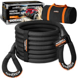 AUTMATCH Kinetic Recovery Tow Rope 1" x 30FT - Heavy Duty Energy Recovery Rope 48000Lbs, 35% Elasticity Offroad Snatch Strap for 4x4 Off-Road Vehicle, Truck, Trailer, ATV, UTV, Black