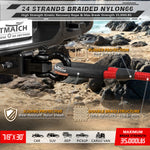 AUTMATCH Kinetic Recovery Tow Rope 7/8" x 30FT - Heavy Duty Energy Recovery Rope 35000Lbs, 35% Elasticity Offroad Snatch Strap for 4x4 Off-Road Vehicle, Truck, Trailer, ATV, UTV, Red