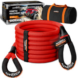 AUTMATCH Kinetic Recovery Tow Rope 1" x 30FT - Heavy Duty Energy Recovery Rope 48000Lbs, 35% Elasticity Offroad Snatch Strap for 4x4 Off-Road Vehicle, Truck, Trailer, ATV, UTV, Red