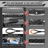 AUTMATCH Kinetic Recovery Tow Rope 7/8" x 30FT - Heavy Duty Energy Recovery Rope 35000Lbs, 35% Elasticity Offroad Snatch Strap for 4x4 Off-Road Vehicle, Truck, Trailer, ATV, UTV, Gray