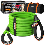AUTMATCH Kinetic Recovery Tow Rope 7/8" x 30FT - Heavy Duty Energy Recovery Rope 35000Lbs, 35% Elasticity Offroad Snatch Strap for 4x4 Off-Road Vehicle, Truck, Trailer, ATV, UTV, Green