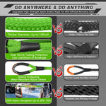 AUTMATCH Kinetic Recovery Tow Rope 7/8" x 30FT - Heavy Duty Energy Recovery Rope 35000Lbs, 35% Elasticity Offroad Snatch Strap for 4x4 Off-Road Vehicle, Truck, Trailer, ATV, UTV, Green