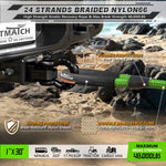 AUTMATCH Kinetic Recovery Tow Rope 1" x 30FT - Heavy Duty Energy Recovery Rope 48000Lbs, 35% Elasticity Offroad Snatch Strap for 4x4 Off-Road Vehicle, Truck, Trailer, ATV, UTV, Green