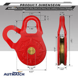 AUTMATCH Winch Snatch Block 18 Ton - Winch Pulley (79,366 Lbs) Break Strength, Heavy Duty Off Road Recovery Towing Pulley Blocks for Synthetic Rope or Steel Cable, Truck, UTV, ATV, Red