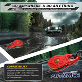 AUTMATCH Winch Snatch Block 18 Ton - Winch Pulley (79,366 Lbs) Break Strength, Heavy Duty Off Road Recovery Towing Pulley Blocks for Synthetic Rope or Steel Cable, Truck, UTV, ATV, Red
