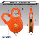 AUTMATCH Winch Snatch Block 18 Ton - Winch Pulley (79,366 Lbs) Break Strength, Heavy Duty Off Road Recovery Towing Pulley Blocks for Synthetic Rope or Steel Cable, Truck, UTV, ATV, Orange