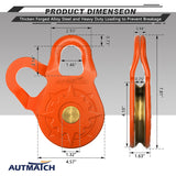 AUTMATCH Winch Snatch Block 18 Ton - Winch Pulley (79,366 Lbs) Break Strength, Heavy Duty Off Road Recovery Towing Pulley Blocks for Synthetic Rope or Steel Cable, Truck, UTV, ATV, Orange