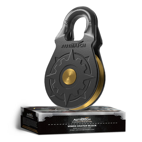 AUTMATCH Winch Snatch Block 18 Ton - Winch Pulley (79,366 Lbs) Break Strength, Heavy Duty Off Road Recovery Towing Pulley Blocks for Synthetic Rope or Steel Cable, Truck, UTV, ATV, Gunmetal Gray