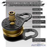 AUTMATCH Winch Snatch Block 18 Ton - Winch Pulley (79,366 Lbs) Break Strength, Heavy Duty Off Road Recovery Towing Pulley Blocks for Synthetic Rope or Steel Cable, Truck, UTV, ATV, Gunmetal Gray