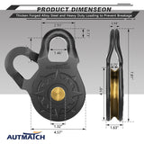 AUTMATCH Winch Snatch Block 18 Ton - Winch Pulley (79,366 Lbs) Break Strength, Heavy Duty Off Road Recovery Towing Pulley Blocks for Synthetic Rope or Steel Cable, Truck, UTV, ATV, Gunmetal Gray