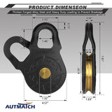 AUTMATCH Winch Snatch Block 18 Ton - Winch Pulley (79,366 Lbs) Break Strength, Heavy Duty Off Road Recovery Towing Pulley Blocks for Synthetic Rope or Steel Cable, Truck, UTV, ATV, Frosted Black