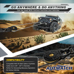 AUTMATCH Winch Snatch Block 18 Ton - Winch Pulley (79,366 Lbs) Break Strength, Heavy Duty Off Road Recovery Towing Pulley Blocks for Synthetic Rope or Steel Cable, Truck, UTV, ATV, Frosted Black