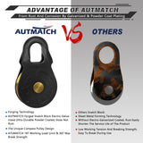 AUTMATCH Winch Snatch Block 18 Ton - Winch Pulley (79,366 Lbs) Break Strength, Heavy Duty Off Road Recovery Towing Pulley Blocks for Synthetic Rope or Steel Cable, Truck, UTV, ATV, Frosted Black
