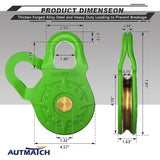 AUTMATCH Winch Snatch Block 18 Ton - Winch Pulley (79,366 Lbs) Break Strength, Heavy Duty Off Road Recovery Towing Pulley Blocks for Synthetic Rope or Steel Cable, Truck, UTV, ATV, Green