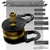 AUTMATCH Winch Snatch Block 18 Ton - Winch Pulley (79,366 Lbs) Break Strength, Heavy Duty Off Road Recovery Towing Pulley Blocks for Synthetic Rope or Steel Cable, Truck, UTV, ATV, Matte Black