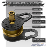 AUTMATCH Winch Snatch Block 18 Ton - Winch Pulley (79,366 Lbs) Break Strength, Heavy Duty Off Road Recovery Towing Pulley Blocks for Synthetic Rope or Steel Cable, Truck, UTV, ATV, Grainstone