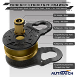 AUTMATCH Winch Snatch Block 18 Ton - Winch Pulley (79,366 Lbs) Break Strength, Heavy Duty Off Road Recovery Towing Pulley Blocks for Synthetic Rope or Steel Cable, Truck, UTV, ATV, Grainstone
