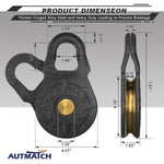 AUTMATCH Winch Snatch Block 18 Ton - Winch Pulley (79,366 Lbs) Break Strength, Heavy Duty Off Road Recovery Towing Pulley Blocks for Synthetic Rope or Steel Cable, Truck, UTV, ATV, Grainstone