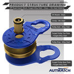 AUTMATCH Winch Snatch Block 18 Ton - Winch Pulley (79,366 Lbs) Break Strength, Heavy Duty Off Road Recovery Towing Pulley Blocks for Synthetic Rope or Steel Cable, Truck, UTV, ATV, Blue