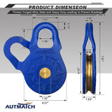 AUTMATCH Winch Snatch Block 18 Ton - Winch Pulley (79,366 Lbs) Break Strength, Heavy Duty Off Road Recovery Towing Pulley Blocks for Synthetic Rope or Steel Cable, Truck, UTV, ATV, Blue