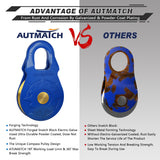 AUTMATCH Winch Snatch Block 18 Ton - Winch Pulley (79,366 Lbs) Break Strength, Heavy Duty Off Road Recovery Towing Pulley Blocks for Synthetic Rope or Steel Cable, Truck, UTV, ATV, Blue
