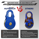 AUTMATCH Winch Snatch Block 18 Ton - Winch Pulley (79,366 Lbs) Break Strength, Heavy Duty Off Road Recovery Towing Pulley Blocks for Synthetic Rope or Steel Cable, Truck, UTV, ATV, Blue