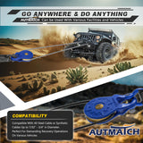 AUTMATCH Winch Snatch Block 18 Ton - Winch Pulley (79,366 Lbs) Break Strength, Heavy Duty Off Road Recovery Towing Pulley Blocks for Synthetic Rope or Steel Cable, Truck, UTV, ATV, Blue