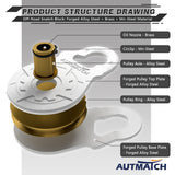 AUTMATCH Winch Snatch Block 18 Ton - Winch Pulley (79,366 Lbs) Break Strength, Heavy Duty Off Road Recovery Towing Pulley Blocks for Synthetic Rope or Steel Cable, Truck, UTV, ATV, White