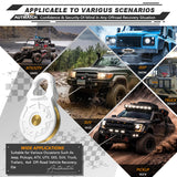 AUTMATCH Winch Snatch Block 18 Ton - Winch Pulley (79,366 Lbs) Break Strength, Heavy Duty Off Road Recovery Towing Pulley Blocks for Synthetic Rope or Steel Cable, Truck, UTV, ATV, White
