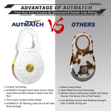 AUTMATCH Winch Snatch Block 18 Ton - Winch Pulley (79,366 Lbs) Break Strength, Heavy Duty Off Road Recovery Towing Pulley Blocks for Synthetic Rope or Steel Cable, Truck, UTV, ATV, White