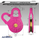 AUTMATCH Winch Snatch Block 18 Ton - Winch Pulley (79,366 Lbs) Break Strength, Heavy Duty Off Road Recovery Towing Pulley Blocks for Synthetic Rope or Steel Cable, Truck, UTV, ATV, Pink